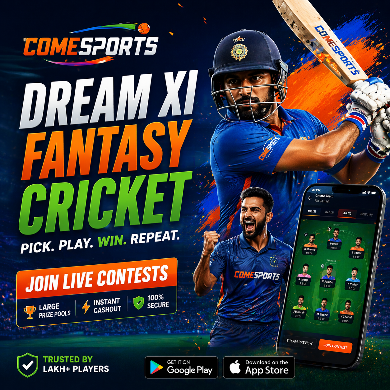 Come Cash Hub fantasy sports main visual